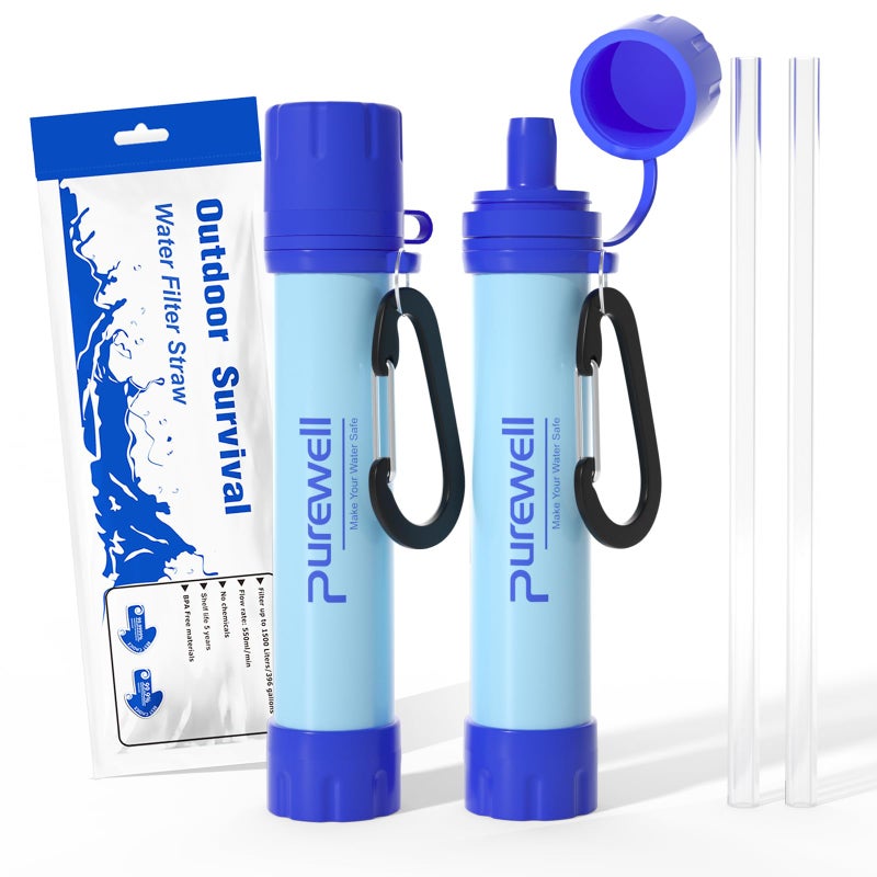 Purewell Outdoor Water Filter Personal Water Filtration Straw Emergency Survival Gear Water Purifier for Camping Hiking Climbing Backpacking - Image 1